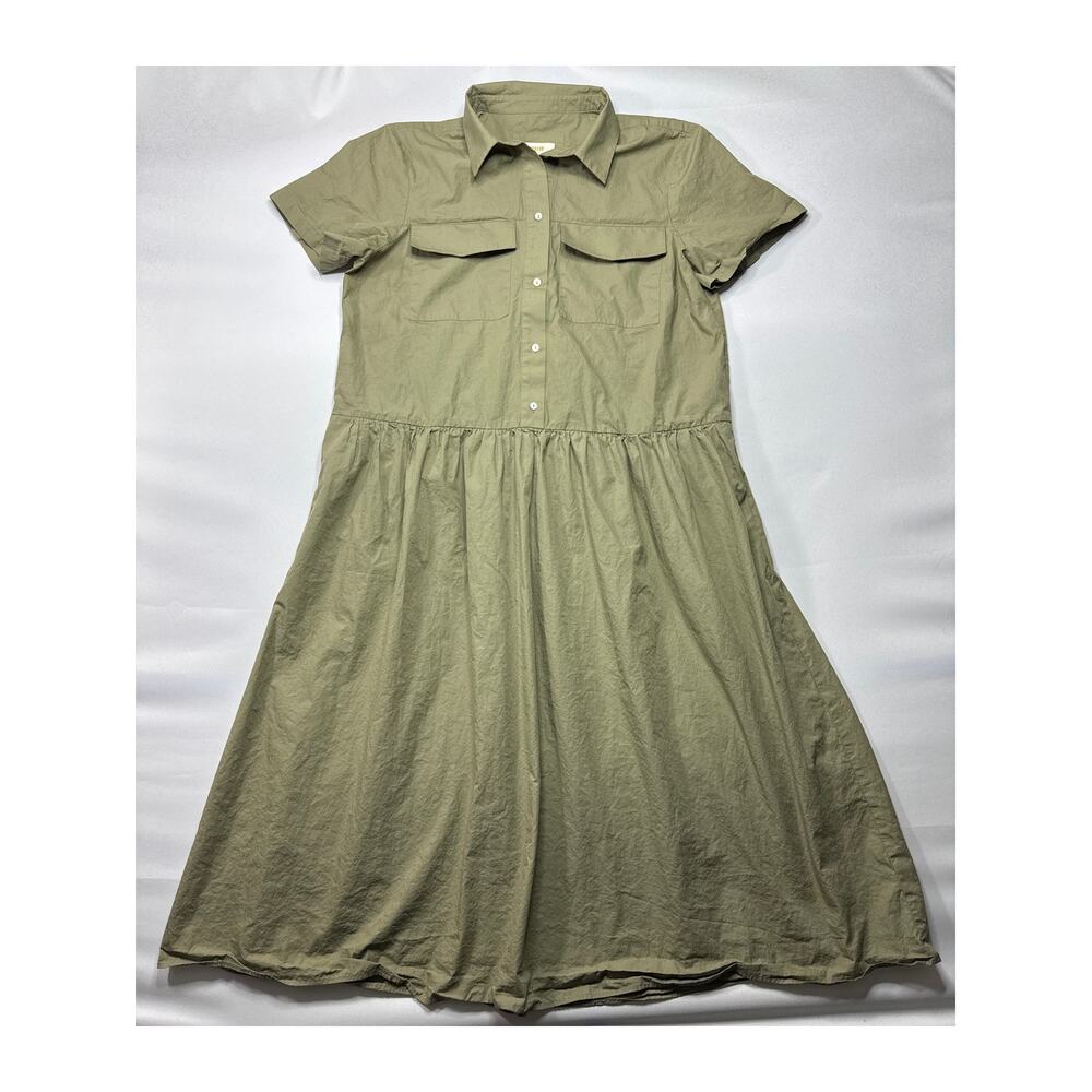 Maeve by Anthropologie Women's Army Green Utility Shirt Dress - Size L